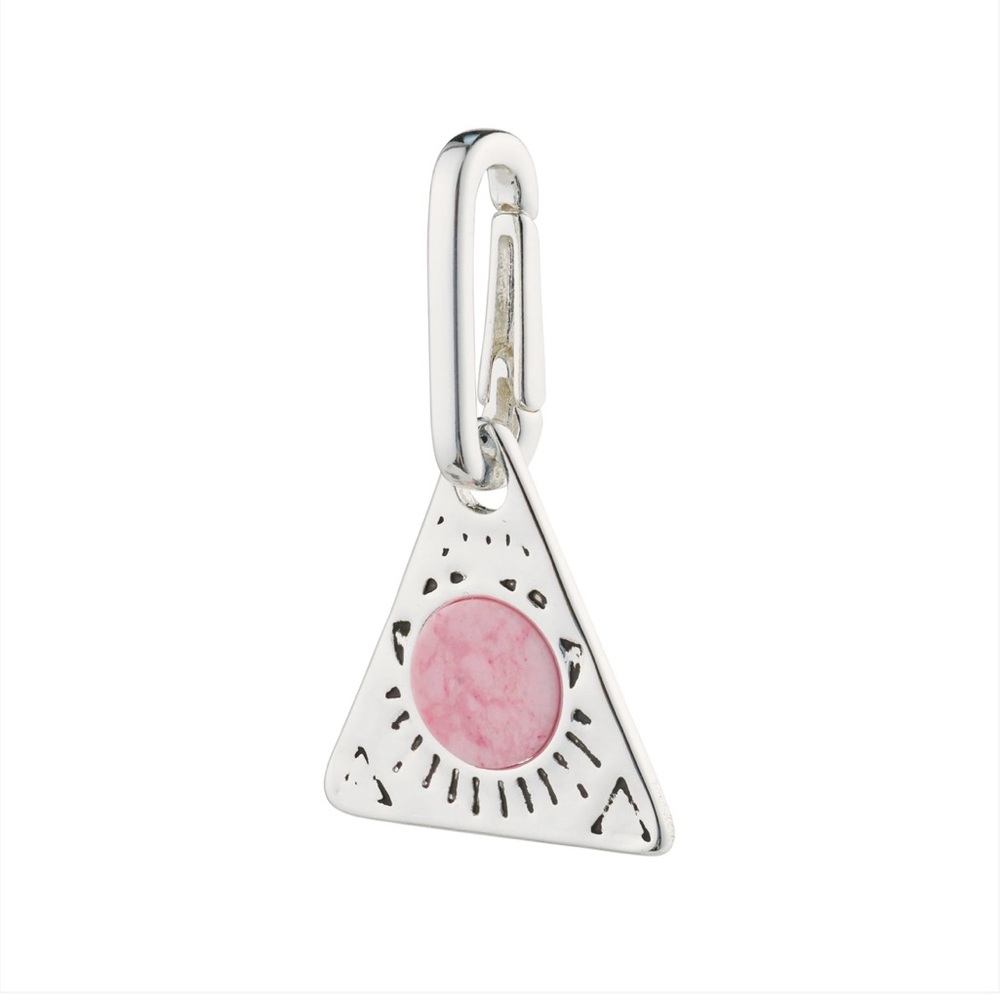 Pilgrim Silver Triangle Charm with Pink Stone